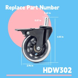 GLOXTED 2Pcs HDW302 3-in Swivel Caster Wheel with Brake Replacement for Traeger Pellet Grills for Timberline 850 1300 for Ironwood 650 885 for Texas for Elite 34 Pro 780, Rubber for Heavy-Duty