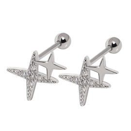 Meissa Sterling Silver Stud Earrings for Women Sterling Silver Screw Back Earrings Cute Safety Back Studs Hypoallergenic Earrings for Piercings (J)