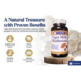 Tiger Milk Mushroom (Lignosus Rhino.) USA Grown, Lung Respiratory Immune Support 450mg/cap