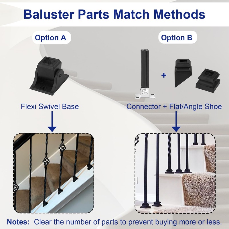 Sidasu 5-Pack Iron Stair Balusters for Staircase Interior, Hollow Big