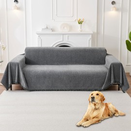 HAOMAIJIA Non Slip Couch Cover Sofa Covers for 3 Cushion Couch Washable sectional Couch Covers for Dogs pet Furniture Protector Couch Cover Blanket for Living Room (Grey, 71"x134")