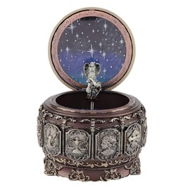 VIFERR Vintage Zodiac Music Box Music Box with 12 Constellations and Rotating Goddess Sparkling LED Light Gift for Birthday Christmas Valentine's Day (Bull)