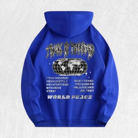 World Peace Graphic Hoodie 100% Cotton US Warehouse 6 ColorsColor: Blue, Size: L