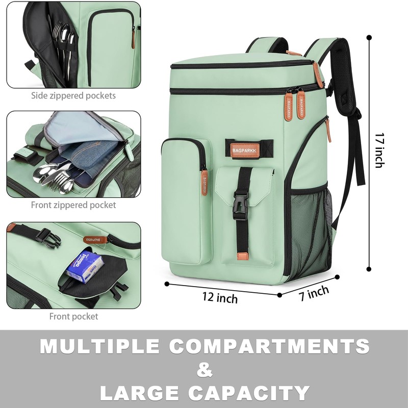 Insulated Cooler Backpack,33 Cans Multifunctional Double Deck Leakproof Cooler Bag