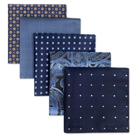 SHLAX&WING 5 Pieces Assorted Mens Silk Pocket Square Handkerchiefs Set Lot 43