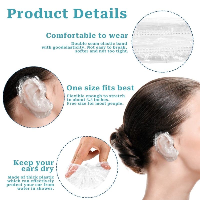 Shower Ear Cover Transparent Earmuffs Disposable Shower Caps Waterproof Ear