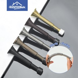 HOMOTEK 10 Pack Telescoping Spring Door Stoppers, Extended from 3-1/8 to 4-1/4 inches Wall Mount Extra Long Door Stops- Flexible Spring Doorstops Wall Protector (Satin Nickel)