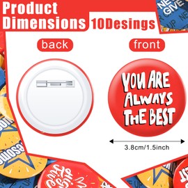 60 Pieces Recognition Mini Buttons Mini Motivational Button Pins Round Recognition Pins Reward Pins Inspirational Recognition Button Pins for School Office Travel Present Party Supplies, 10 Styles