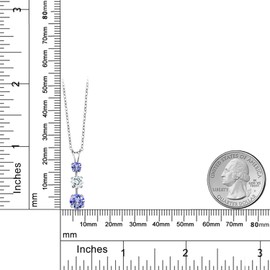 Gem Stone King 925 Sterling Silver Blue Tanzanite 3 Stone Pendant Necklace For Women (1.60 Cttw, Gemstone December Birthstone, Round 6MM, 5MM and 4MM, with 18 Inch Chain)