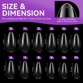 Gelike ec Nail Tips Almond for Salon: 240 PCS Short Soft Gel Nail Tips for Manicure - 12 Sizes