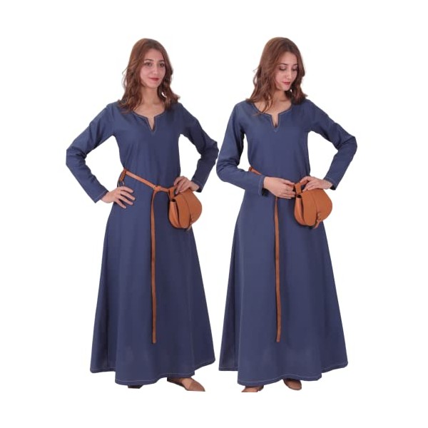 byCalvina Costumes Freya Viking Medieval Women Dress Made in Turkey,Blu-M