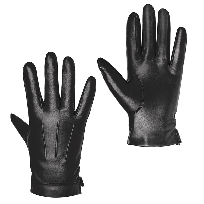 Harssidanzar Men's Leather Gloves Touchscreen With Cashmere Lined SM052UK,Black,Size S
