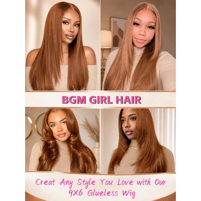 26 Inch Chestnut Brown Layered Cut Straight Glueless Wear Go