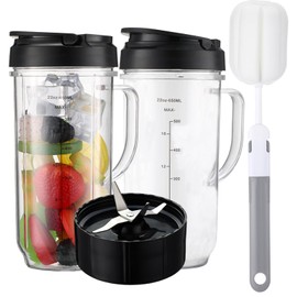 For Magic Bullet Blender Cups and Blade, Tall 22oz Cup with Flip Top To-Go Lid, Cross Blade, Blender Replacement Parts, Mug with Handle Compatible with Magic Bullet 250w MB1001 with cleaning brush