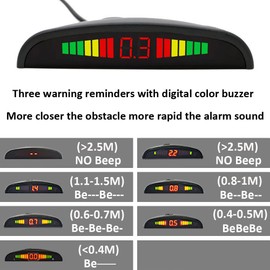 MOCNT Car Reverse Parking Sensors Car Rear Reverse Parking Radar System Car Parking Sensor Kit 4 Rear Sensor Auto Sound Alarm Alert Reverse Backup Radar Display White