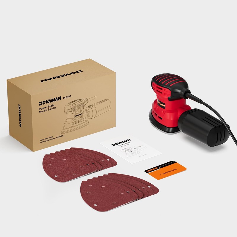 DOVAMAN 130W Detail Sander, 12000RPM Palm Sander Tool