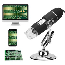 Microscopio digital USB, mini cámara endoscopio de aumento 1600X con 8 LED y soporte de metal para microscopio, compatible con Android, , ventana 7 8 10 para niños, estudiantes y