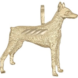 14K Gold Doberman Pinscher Charm 18" Chain Jewelry