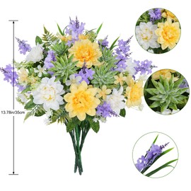MHMJON Artificial Flowers Silk Dahlia Faux Bouquet Spring Flowers Arrangements for Vase Wedding Home Table Farmhouse Boho Centerpieces Decorations