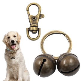 Waziaqoc 2 PCS Dog Bells for Pet Tracking, Cat Dog Collar Copper Bells, Extra Loud Dog and Cat Bells with Snap Clips