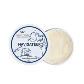 Henri et Victoria Traditional Shaving Soap For Men | Navigateur Fragrance | Smooth Shave, Lathers Up Nicely, Long-Lasting Scent | Canadian Made by Skilled Artisan 114 g (4 oz)