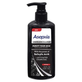 Asepxia A Liquid Acne Treatment Cleanser with Activated Charcoal and Salicylic Acid, 7.6