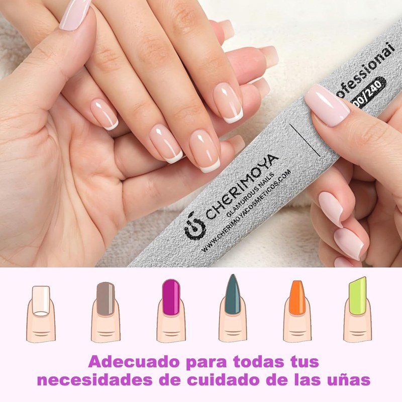 CHERIMOYA Limas de Bloque de Uñas Lavables,4 Piezas Doble Cara
