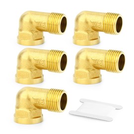TAISHER 2 Pcs 90 Degree Barstock Street Elbow, 1/2 Inch BSP Male Pipe to 1/2 Inch BSP Female Brass Pipe Fitting, for Water Oill Air Gas