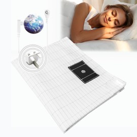 RIQINXIN Grounding Bed Sheet, Grounding Mat Earthing UK, Grounding Sheet with 10% Silver Fiber & 90% Organic Cotton, Natural Wellness and Healthy Earth Energy Mat (150×200cm) White