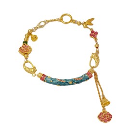 baizhong Lucky Leaf Bracelet,Gold Four Leaf Clover Bracelets for Womens,Sterling Silver Bracelet Jewelry Suitable for Girls and Ladies