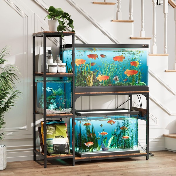 VOWNER 20-29 Gallon Fish Tank Stand with Power Outlet, Wood