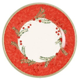 Lenox Holiday Gatherings Holiday Wreath 9 -Inch Accent Salad Plate New Festive Red with berries