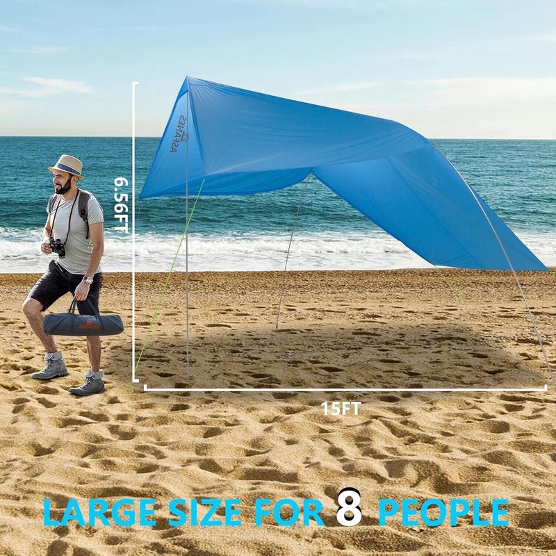 ASFANES Beach Canopy Sun Shelter | UPF50+ Windproof Waterproof Shade