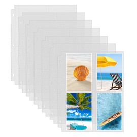 Fabmaker 30 Pack Photo Sleeves for 3 Ring Binder - (3.5x5, for 240 Photos), Archival Photo Page Protectors 3.5x5, Clear Plastic Photo Album Refill Pages Photo Pockets, Postcard Sleeves, Seed Binders