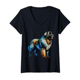 Womens Polygon Art Neapolitan Mastiff Mastino Napoletano V-Neck T-Shirt