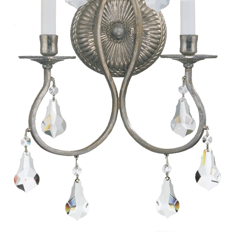 Ashton 2 Light Clear Crystal Silver Sconce