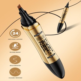 2-in-1 Eyebrow Pencil, Brow Lamination Tint Pen, Waterproof Eyebrow Pen for Natural-Looking Defined Brows, Smudge-Proof Formula, for Eyebrow Shapers (Dark Brown)