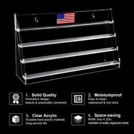 KOLUTI 4 Rows Challenge Coin Holder Display Stand, Solid and Clear Acrylic Military Coin Display Rack, Wall-Mount Firefighter Coin Case, Army Coin Shelves Gift for Collectors