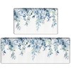Bulijojo Blue Leaves Anti Fatigue Kitchen Floor Mats Set of