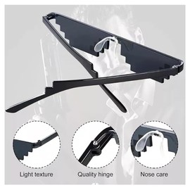 2 Pcs Thug Life Sunglasses Pixelated Mosaic Sunglasses,Party Glasses,Retro And Nostalgic,Funny Glasses,Photo Props(Black+Yellow)