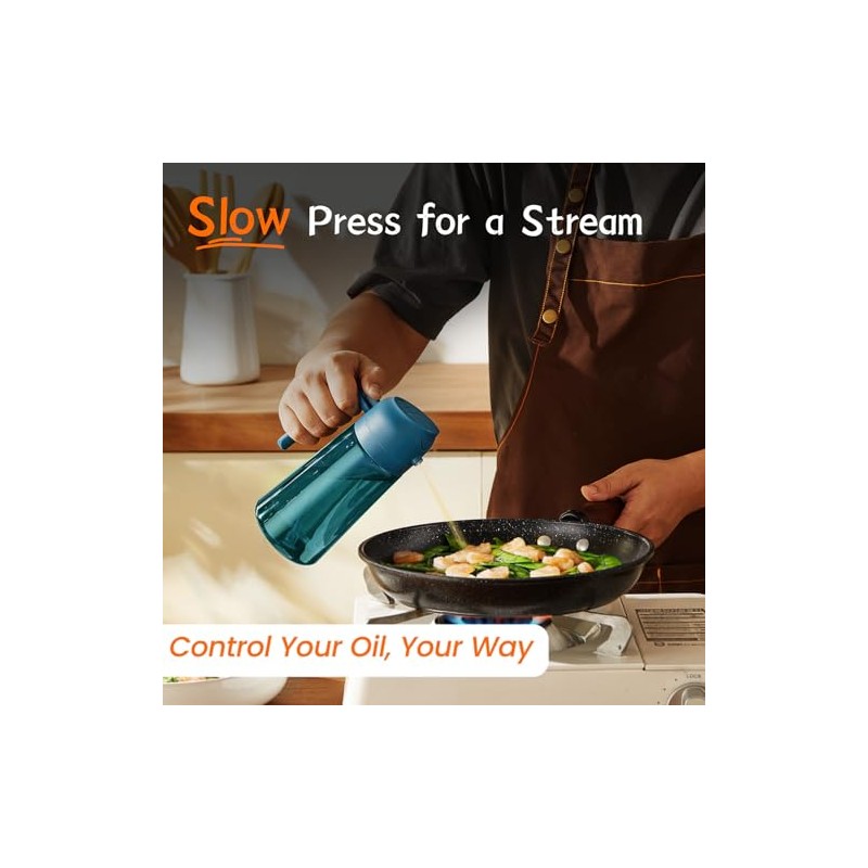 TrendPlain 16oz/470ml Blue Glass Olive Oil Sprayer for Cooking -
