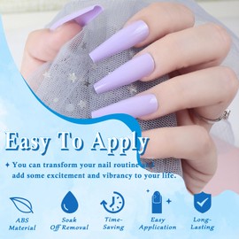 EternalClassic Taro Purple Acrylic Press on Nails Long Coffin Press on Nails 100pcs Fake Nails Kit Full Cover Nails Press ons Ballerina False Nails Sets Glossy Stick on Nails for Women