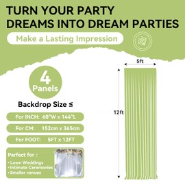 Party Village 20ftx12ft Wrinkle-Free White Backdrop Curtains – Perfect for Wedding, Baby Shower, Stage & Photo Shoots, 4 Panels 12ft(H) x 5ft(W)