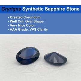 Gryrigns Royal Blue Oval Loose Synthetic Sapphire Stone Corundum Gemstone Cut Faceted 3A VVS (1.5cts-13.5cts, 1Pcs), 8x6mm, Created Corundum, created corundum