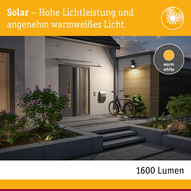 Paulmann Lesla 94609 Outdoor Solar Floodlight IP65 3000K USB PIR