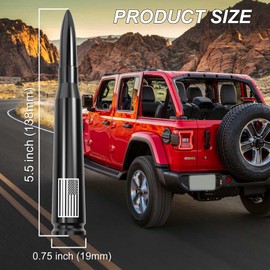 Engirette American Flag Car Truck Bullet Antenna Replacement - Anti-Theft Design for Jeep Wrangler Gladiator JL JK JT Rubicon Sahara Unlimited Sport 4xe Willys Mojave 2007-2025 (Black)