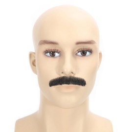 Adytom Natural Black 100% HandKnoted Human Hair Realistic False Mustache Fake Beard