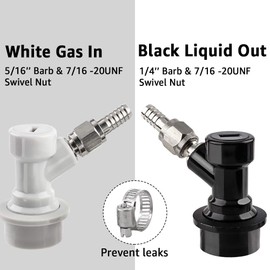 MRbrew Ball Lock Keg Fittings 5 Pairs Quick Ball Lock Disconnect Set with Stainless 5/16” Gas 1/4” Liquid Barbed MFL Swivel Nuts for Corny Keg Connectors Ball Lock for Keg Posts, Keg Coupler, Homebrew