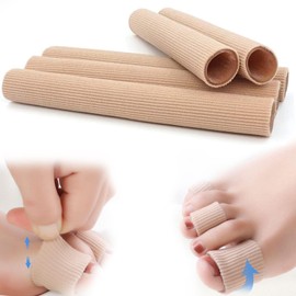 Cuttable Toe Tubes Sleeves 5 Pack, Made of Elastic Fabric Lined with Silicone Gel, Toe Sleeve Protectors for Bunion, Hammer Toe, Callus Corn, Blister