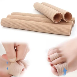 Cuttable Toe Tubes Sleeves 5 Pack, Made of Elastic Fabric Lined with Silicone Gel, Toe Sleeve Protectors for Bunion, Hammer Toe, Callus Corn, Blister